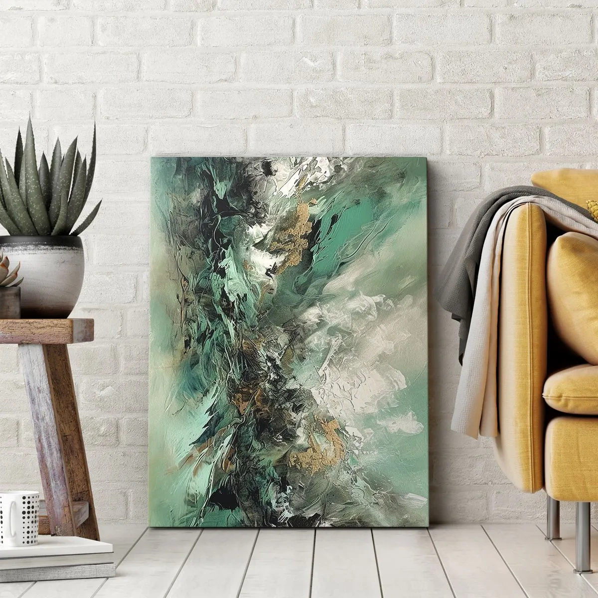 Lærredstryk - Billede på lærred - Smaragdsort byld - 45x80 cm