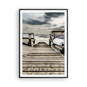 Plakat i sort ramme - Stranden i nord - 70x100 cm