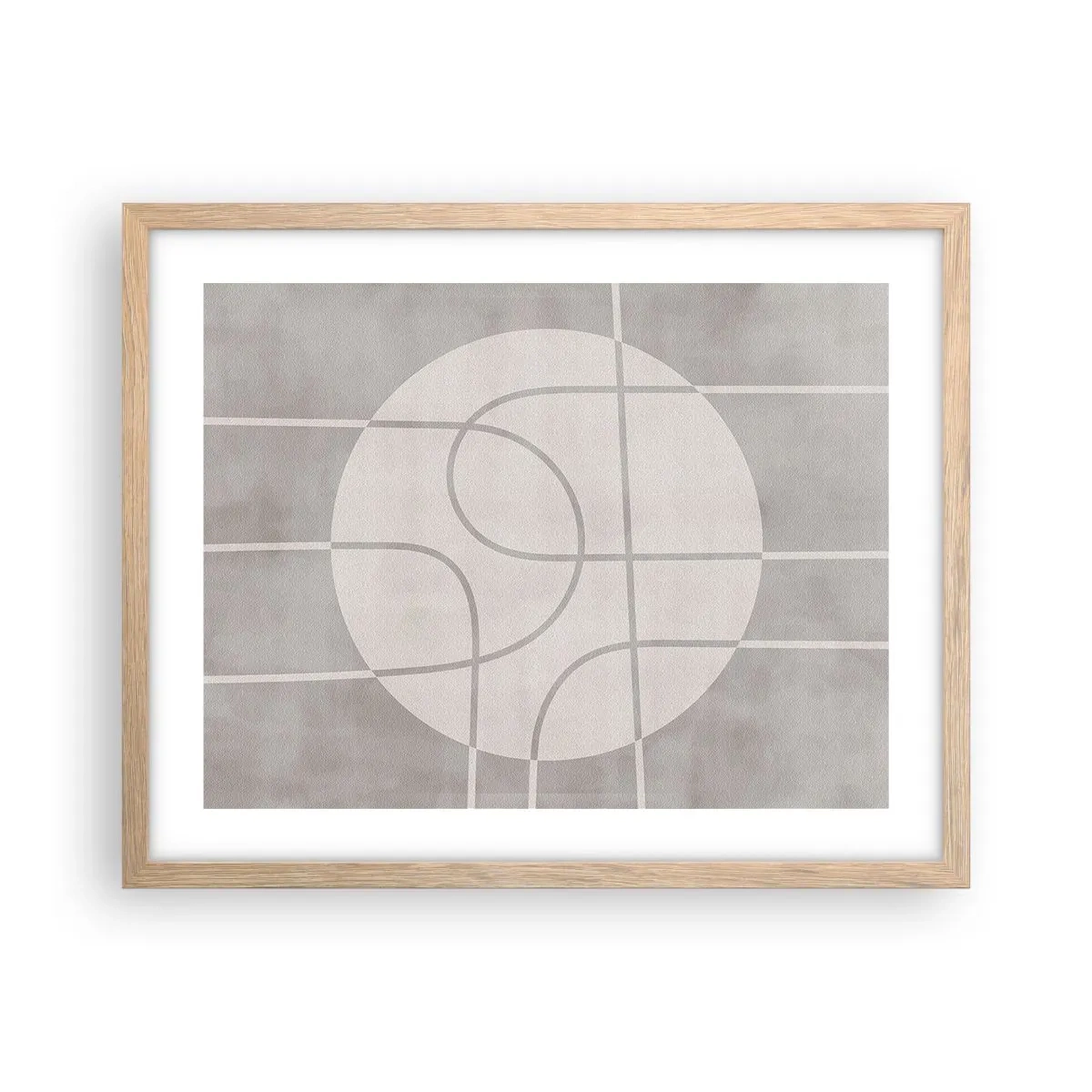 Plakat i ramme af lyst egetræ - Cirkulær og lige frem - 50x40 cm