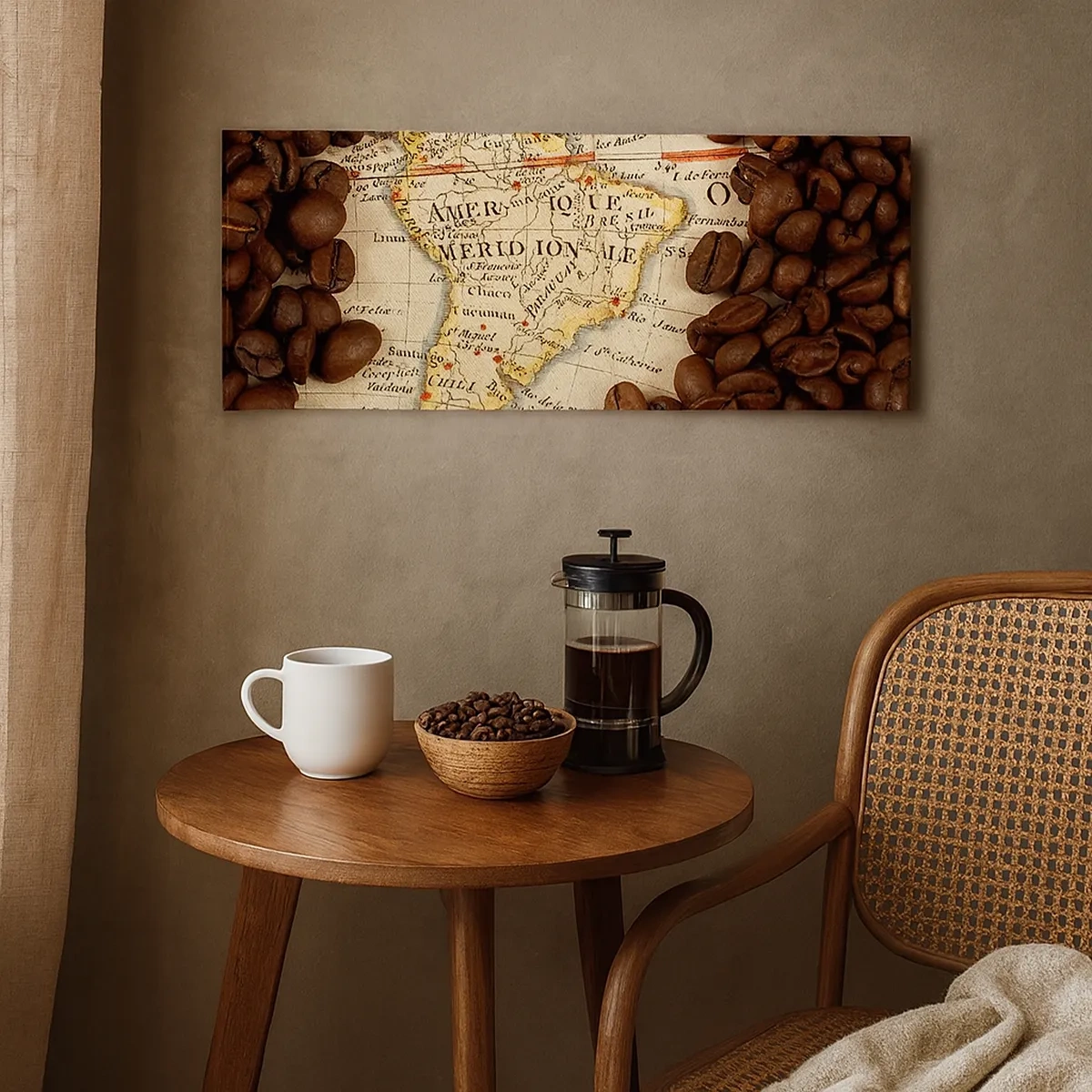 Lærredstryk - Billede på lærred - Hvor kommer den bedste kaffe fra? - 30x30 cm