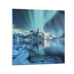 Billede på glas - Nat med lys - 70x70 cm