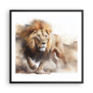 Plakat i sort ramme - Kongen er taget af sted - 60x60 cm