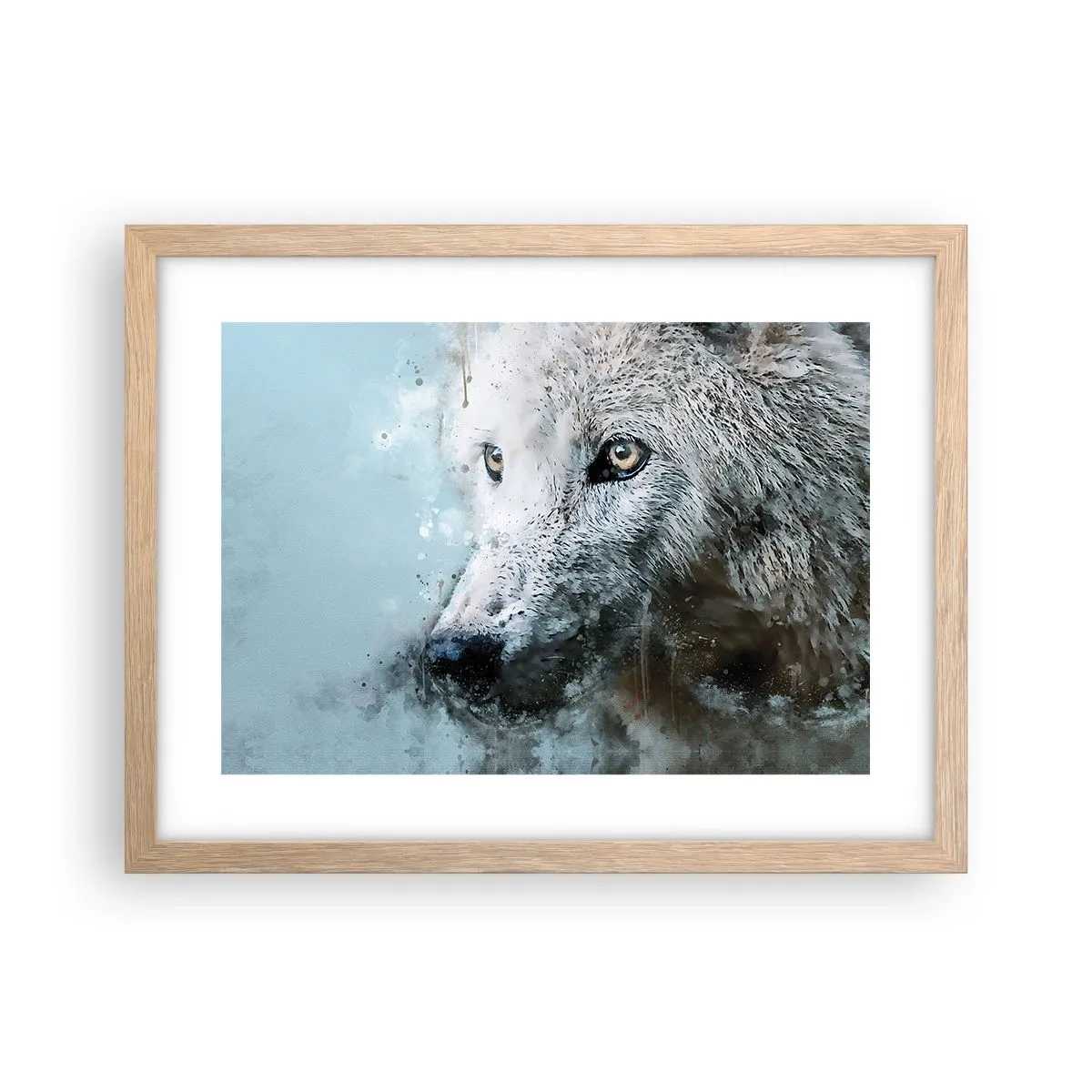 Plakat i ramme af lyst egetræ - Mød ulvesjælen - 40x30 cm