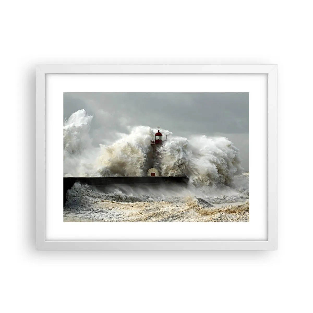 Plakat i hvid ramme - Havets vrede - 40x30 cm