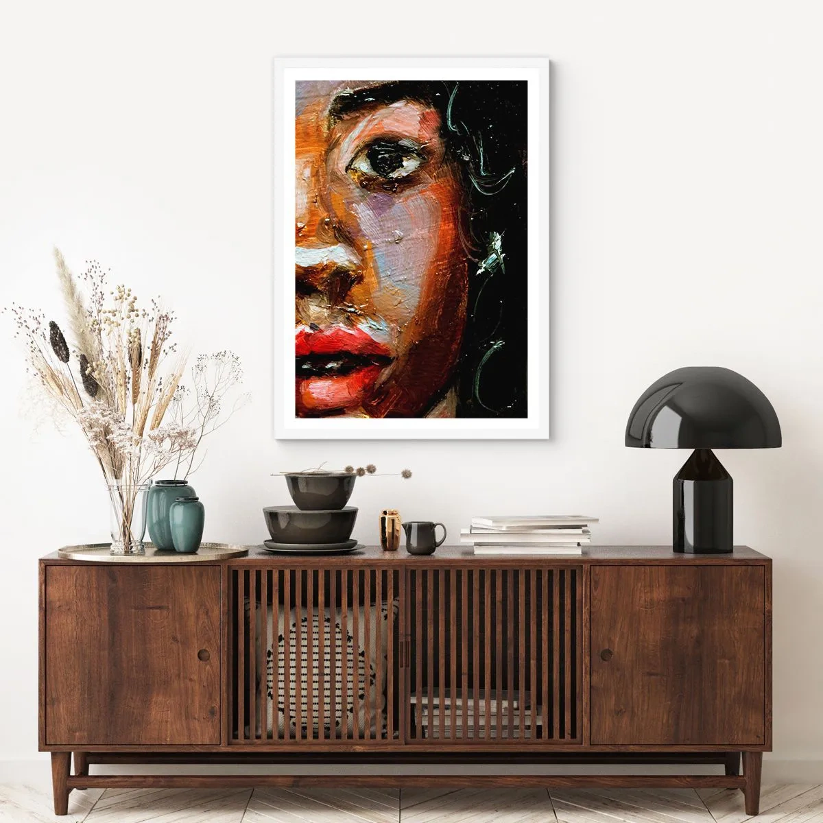 Plakat i hvid ramme - Sort og glitter - 70x100 cm