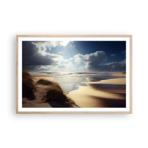 Plakat i ramme af lyst egetræ - Strand, vild strand - 91x61 cm