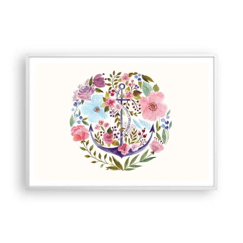 Plakat i hvid ramme - En sømands gode nattesøvn - 100x70 cm