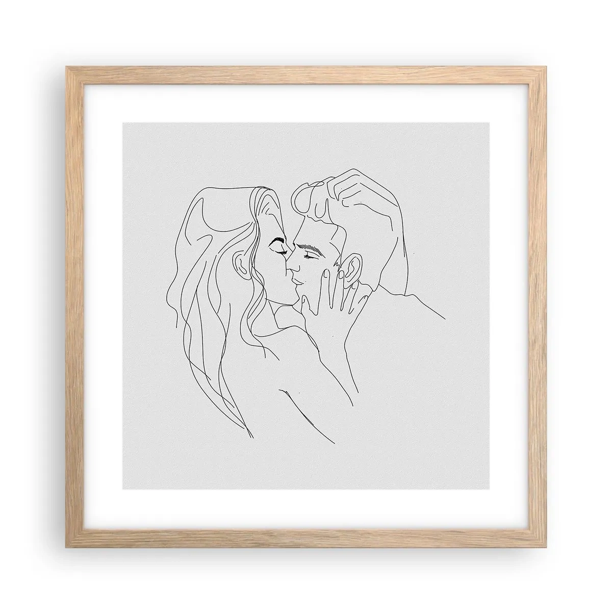 Plakat i ramme af lyst egetræ - I samme linje - 40x40 cm