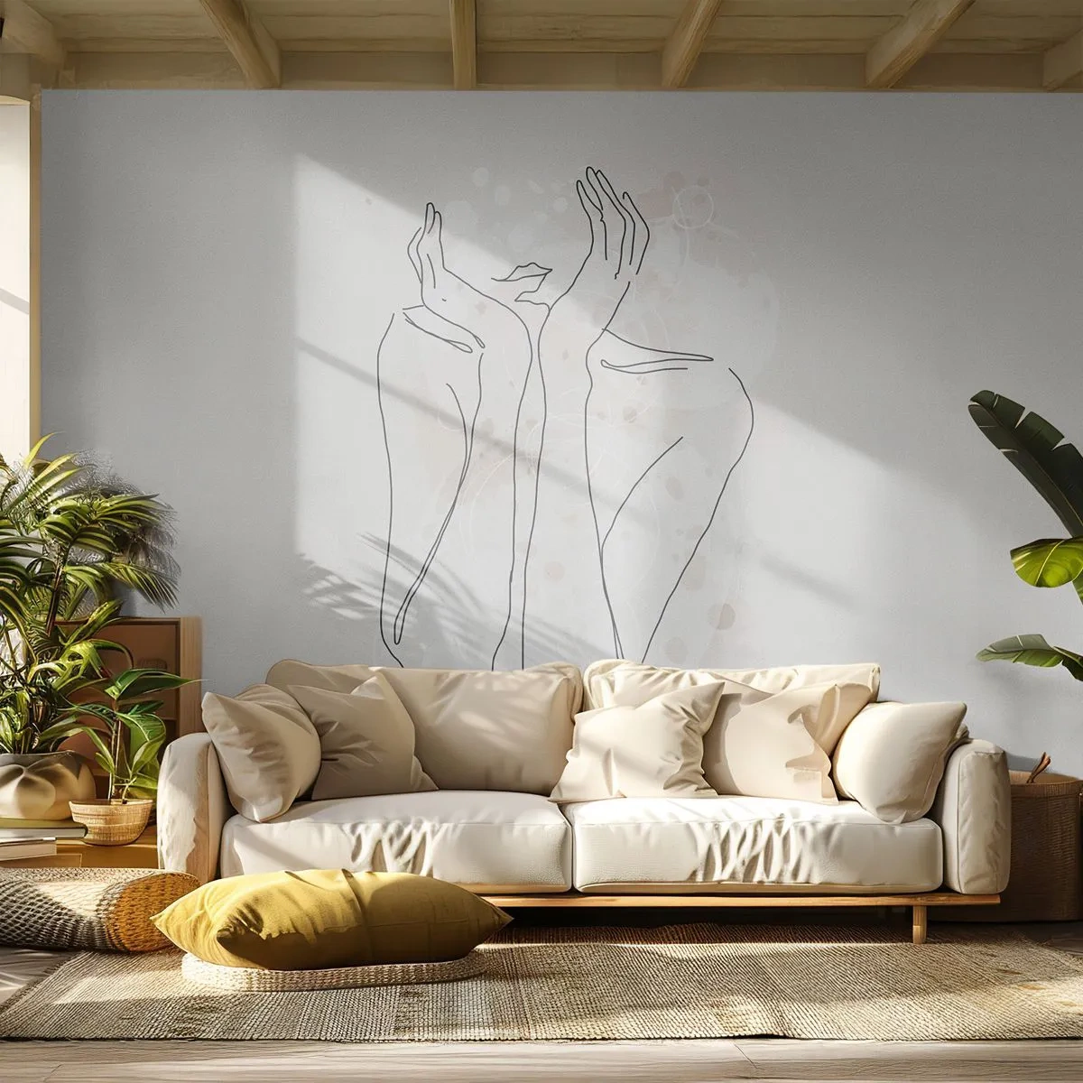 Fototapet Premium Sand - En drømmende stund - Grafik, Kvinde, Stykke - 100x70 cm