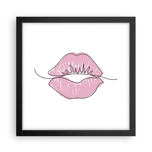 Plakat i sort ramme - Klar til at kysse? - 30x30 cm