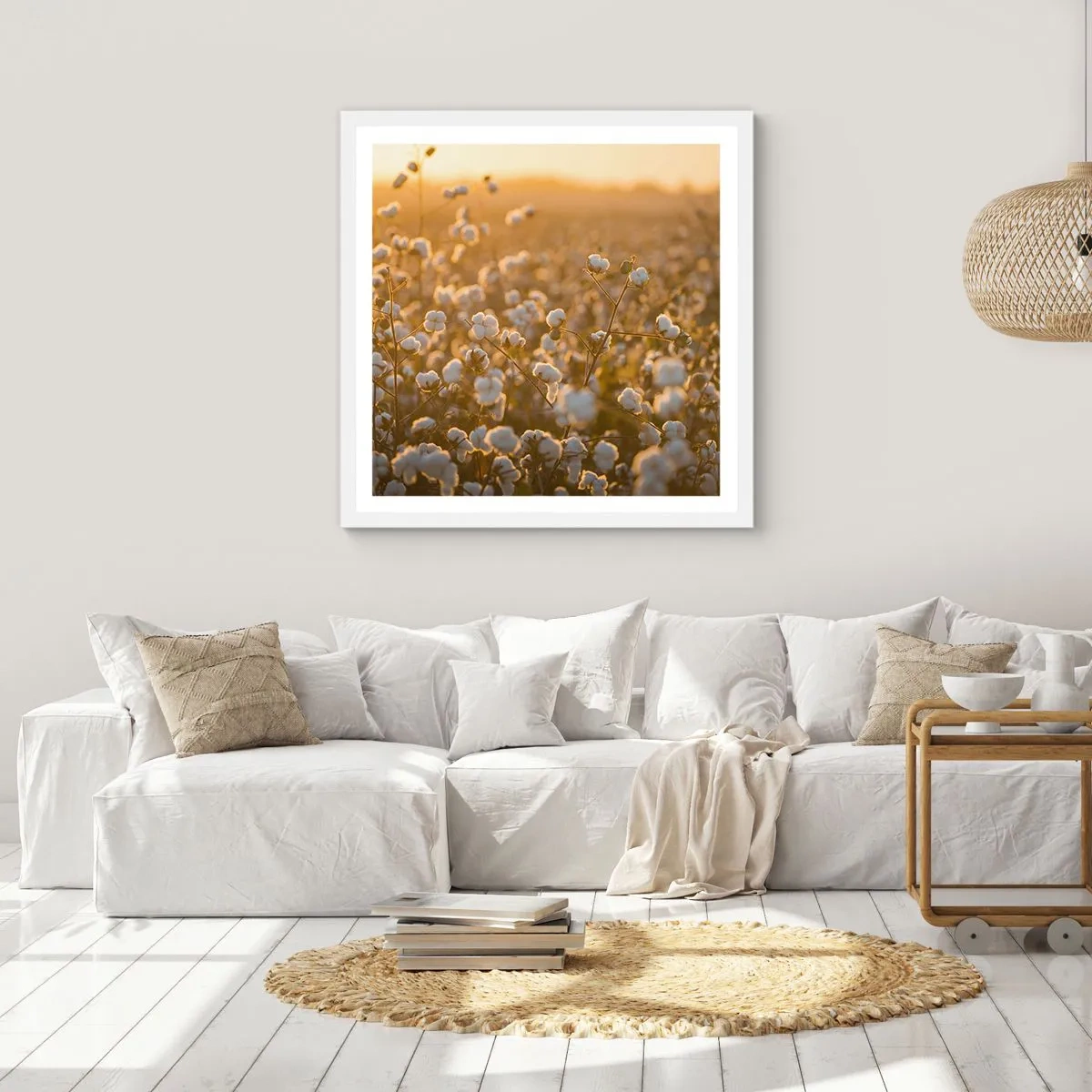 Plakat i hvid ramme - Et luftigt felt - 30x30 cm
