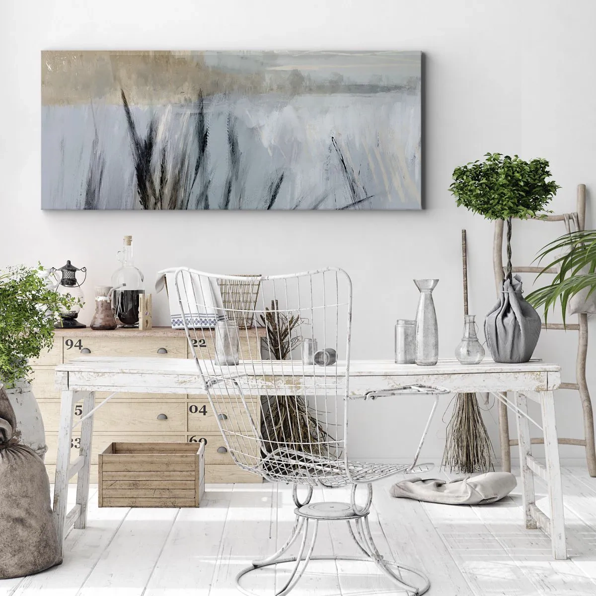 Lærredstryk - Billede på lærred - Vintermarker - 90x30 cm