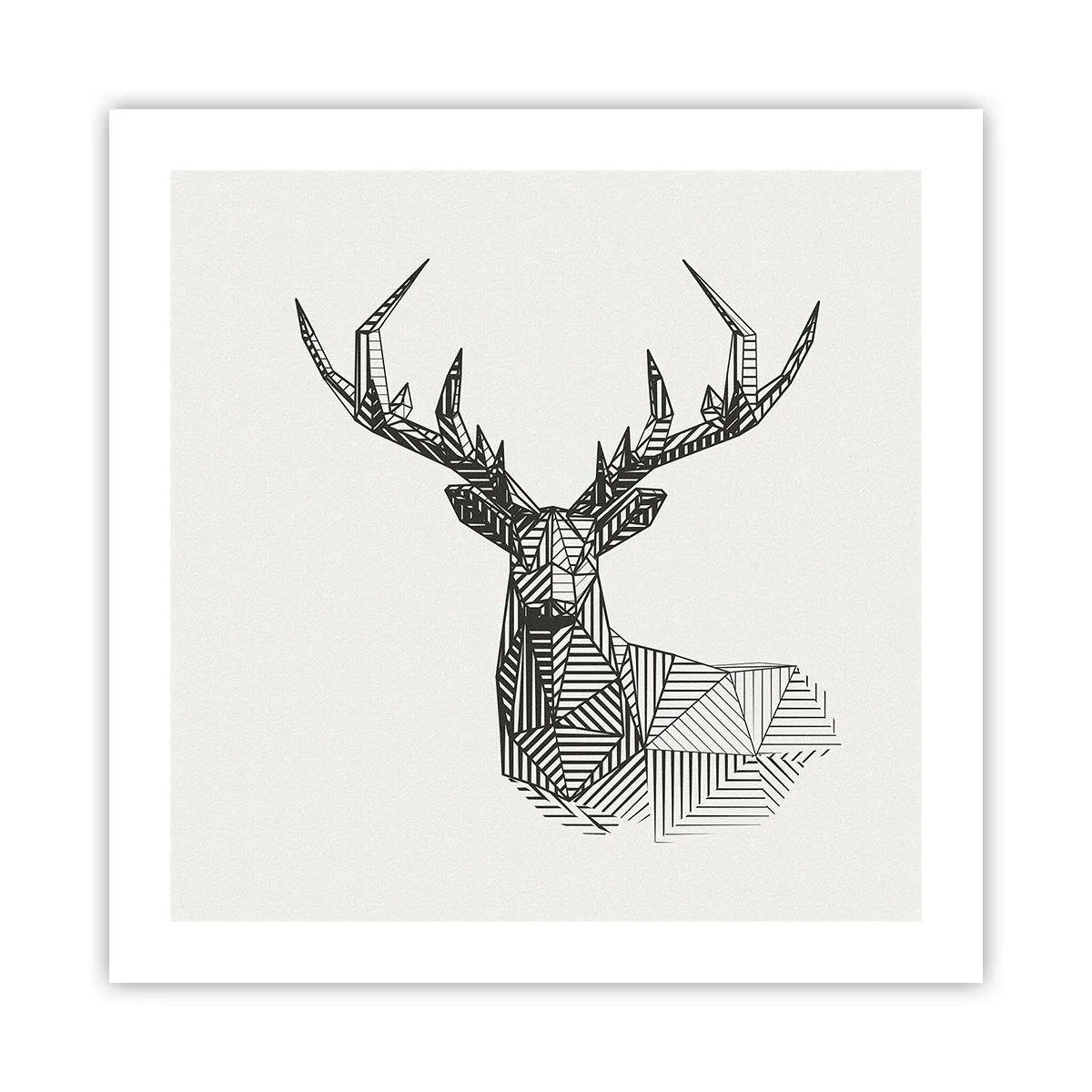 Plakat - Hjorte i kubistisk stil - 50x50 cm