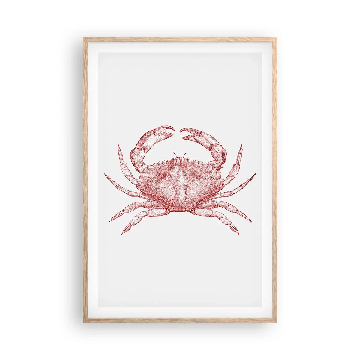 Plakat i ramme af lyst egetræ - Krabbe over krabber - 61x91 cm