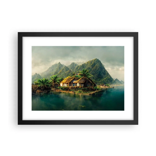 Plakat i sort ramme - Tropisk paradis - 40x30 cm