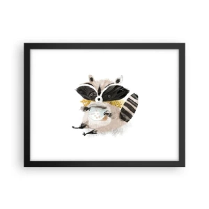 Plakat i sort ramme - Min ven vaskebjørnen - 40x30 cm