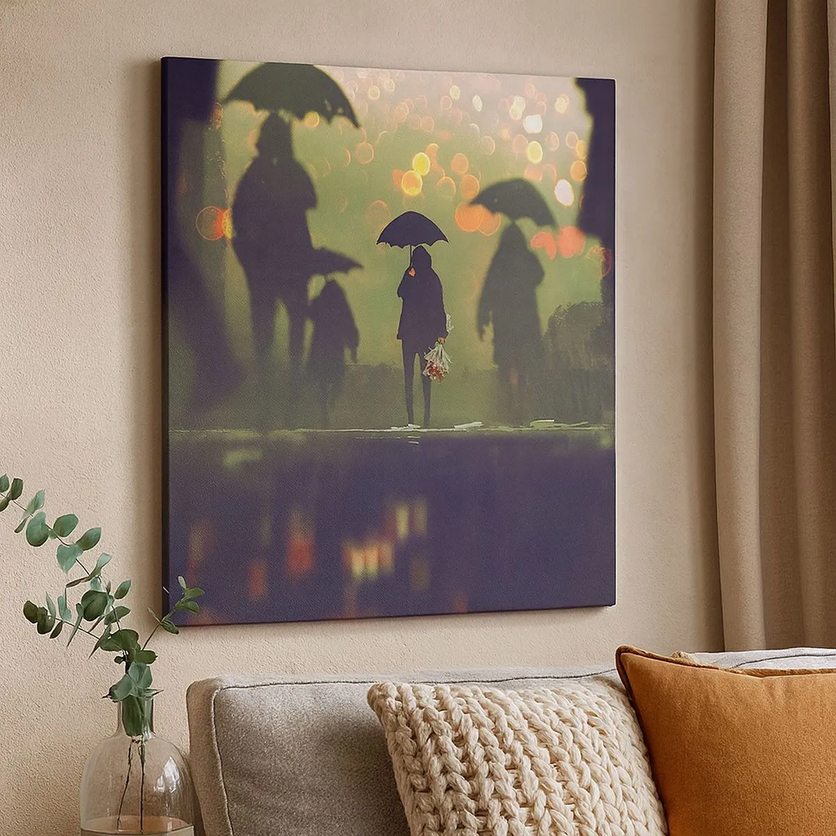 Lærredstryk - Billede på lærred - Set fra en regndråbes perspektiv - 30x30 cm