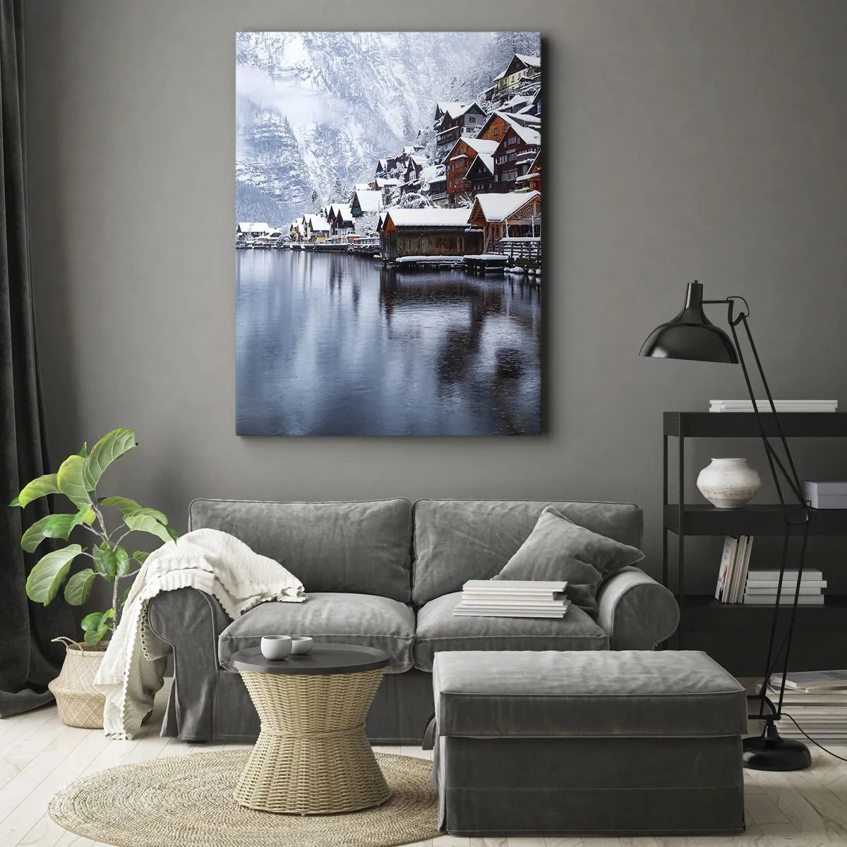 Lærredstryk - Billede på lærred - I en vinterdekoration - 80x120 cm