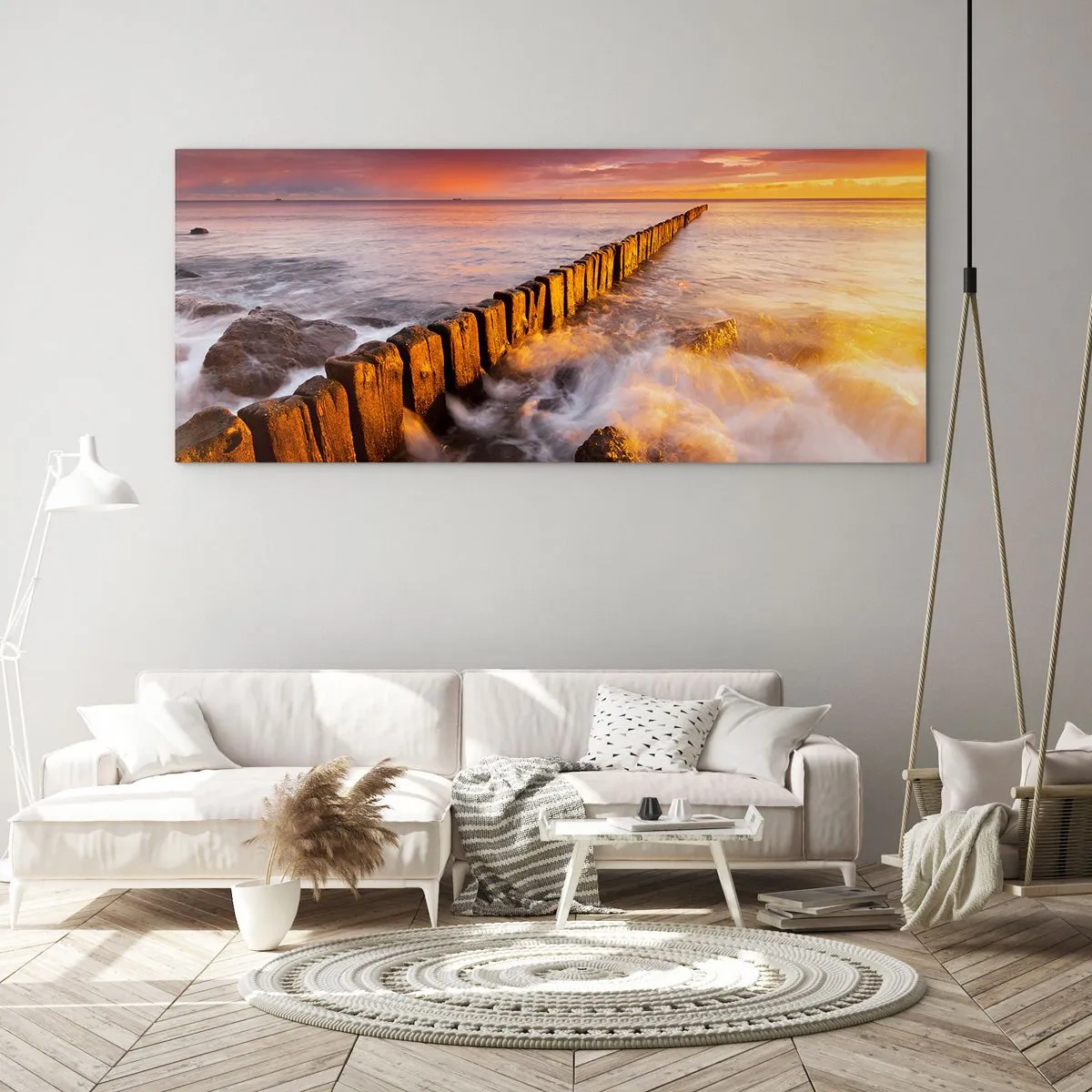 Billede på glas - Bølgernes blidhed - 90x30 cm