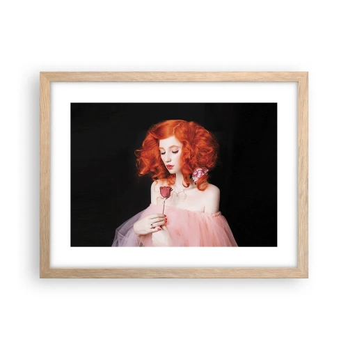Plakat i ramme af lyst egetræ - I barokstil - 40x30 cm
