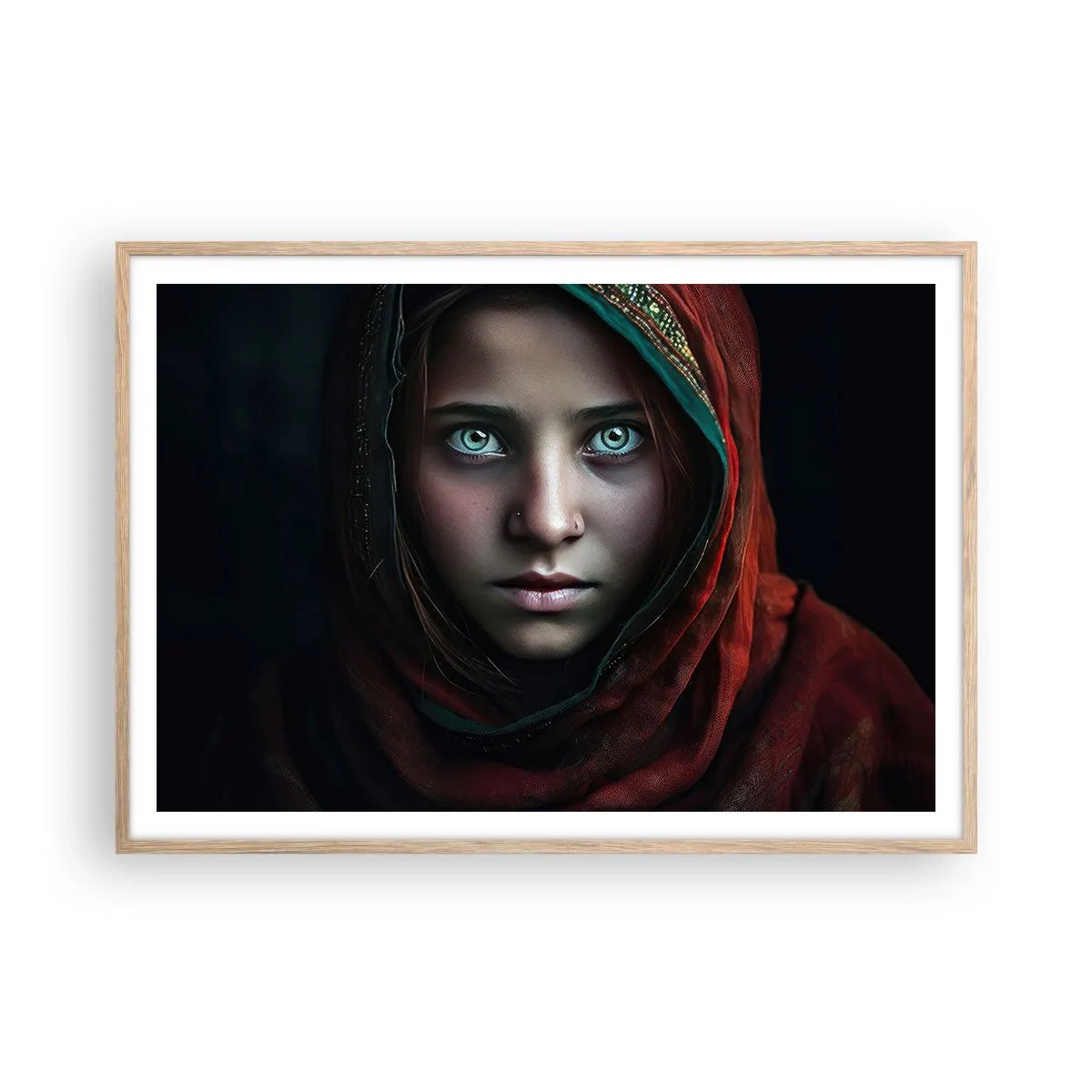 Plakat i ramme af lyst egetræ - Østens prinsesse - 100x70 cm