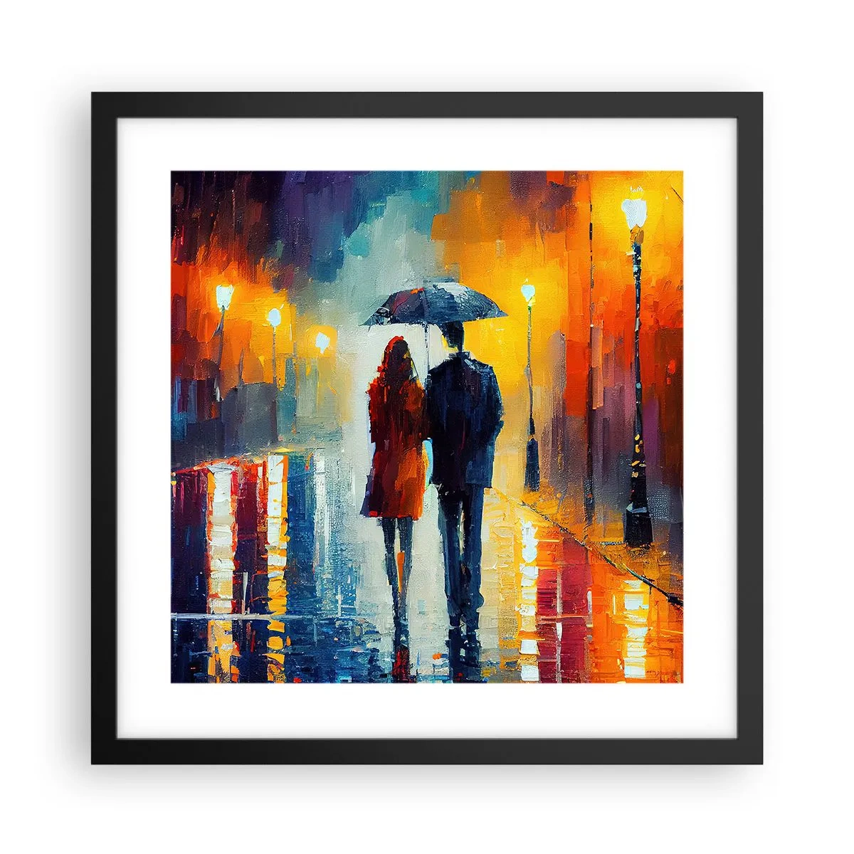 Plakat i sort ramme - Sammen - en farverig nat - 40x40 cm
