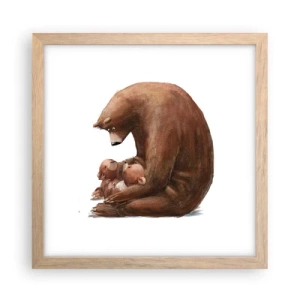 Plakat i ramme af lyst egetræ - Drøm sødt, børn - 30x30 cm