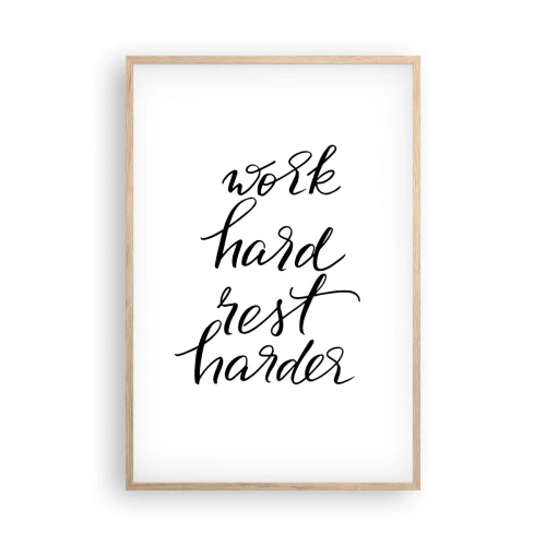 Plakat i ramme af lyst egetræ - Balance i livet - 61x91 cm