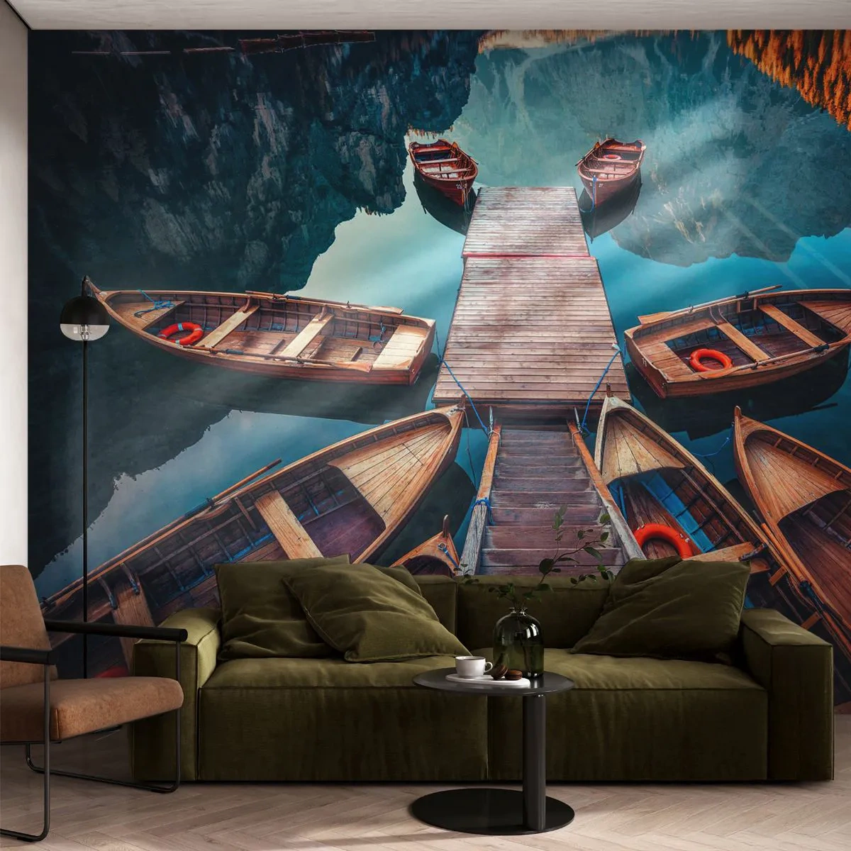 Fototapet Premium Canvas - Venter i marinaen - Landskab, Sø, Tyrol - 200x140 cm