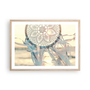 Plakat i ramme af lyst egetræ - Totem med blonder - 70x50 cm