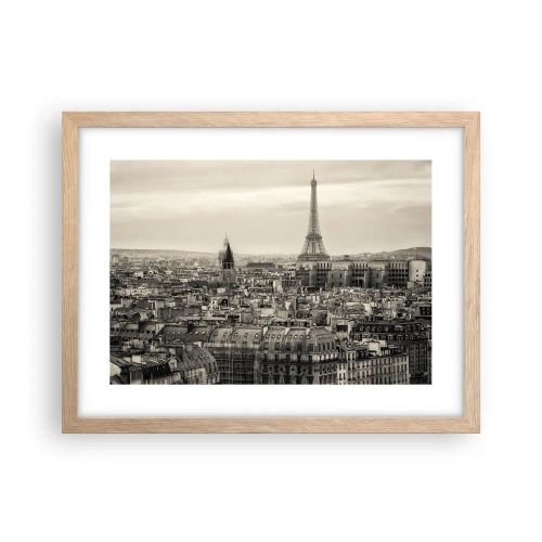 Plakat i ramme af lyst egetræ - Over Paris' hustage - 40x30 cm