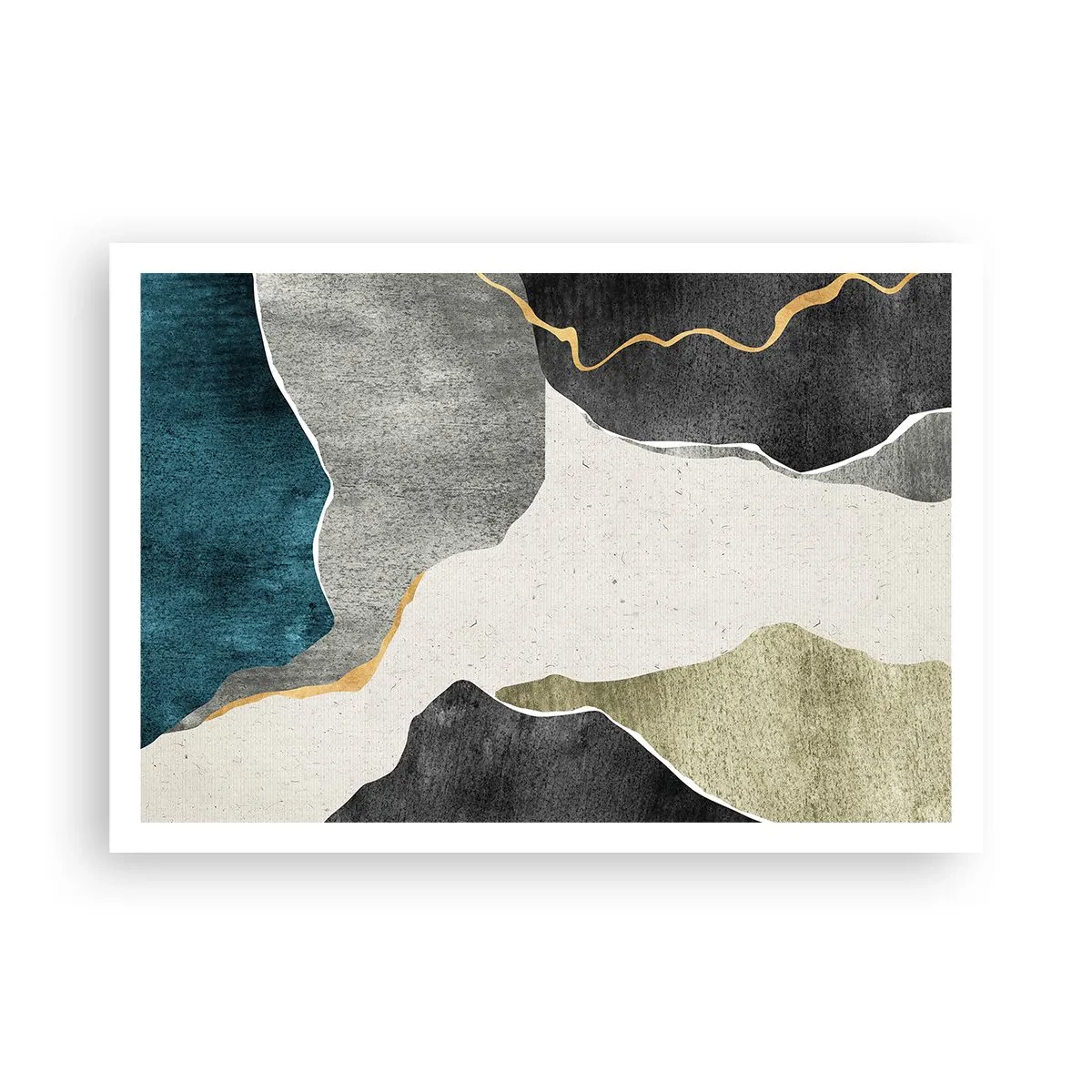 Plakat - Mosaikkomposition med en streng af guld - 100x70 cm