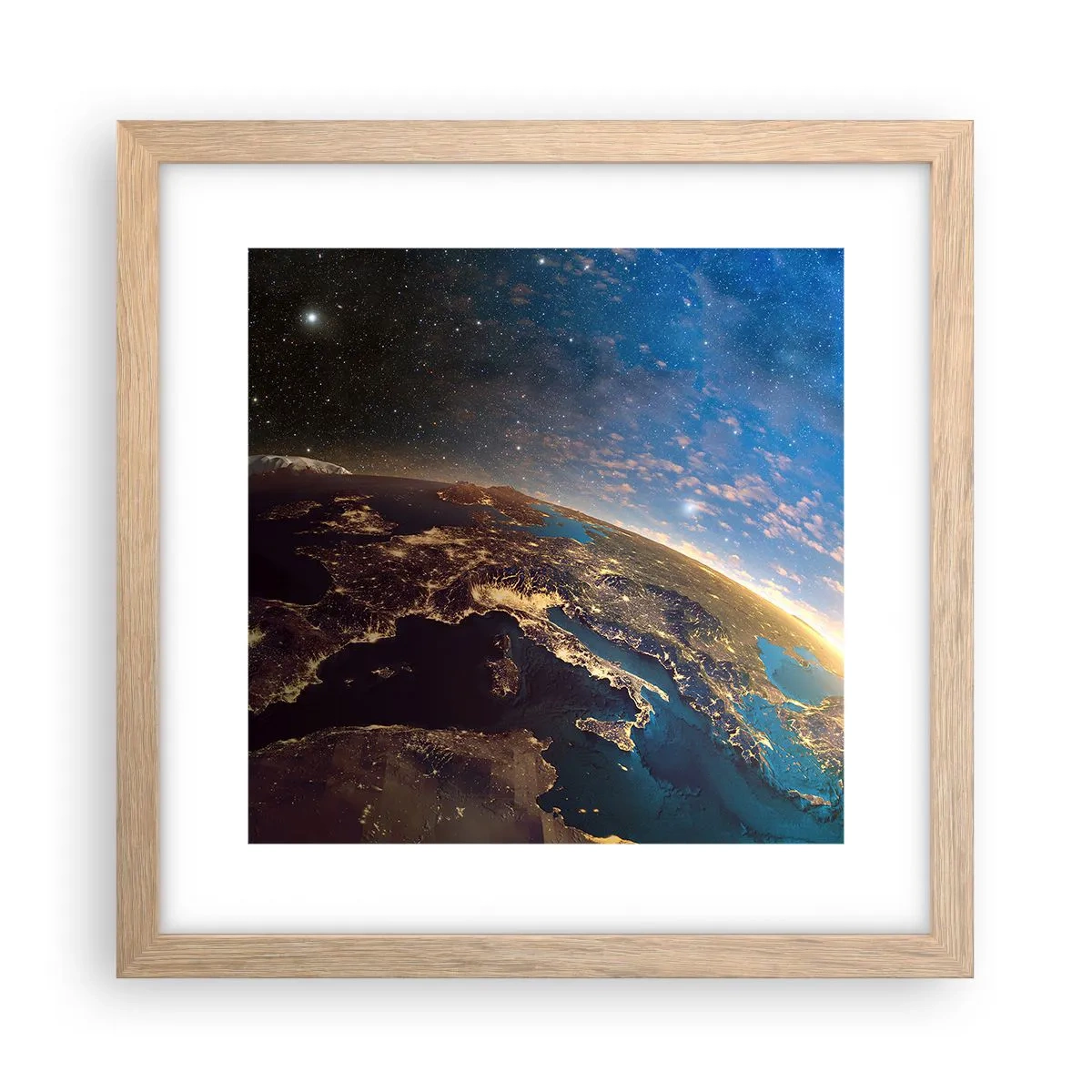 Plakat i ramme af lyst egetræ - Lad os se på hinanden på afstand - 30x30 cm