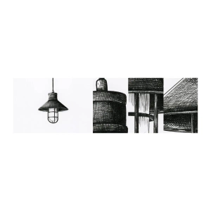 Prøve Fototapet Selvklæbende Deluxe Sticker - Som for mange år siden... - Lampe, Tegning, Blyant - 100x30 cm