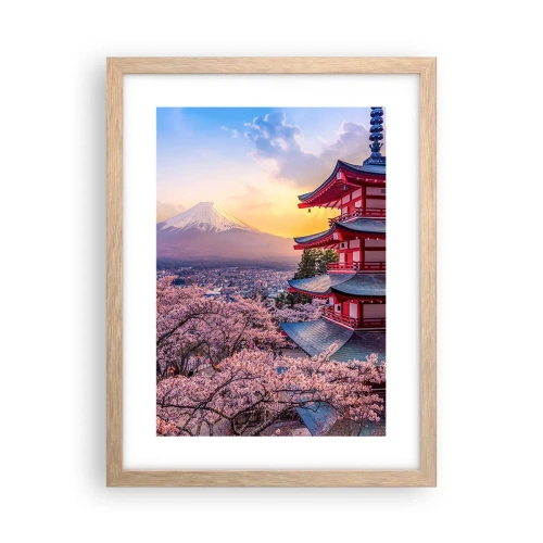 Plakat i ramme af lyst egetræ - Essensen af ​​den japanske ånd - 30x40 cm