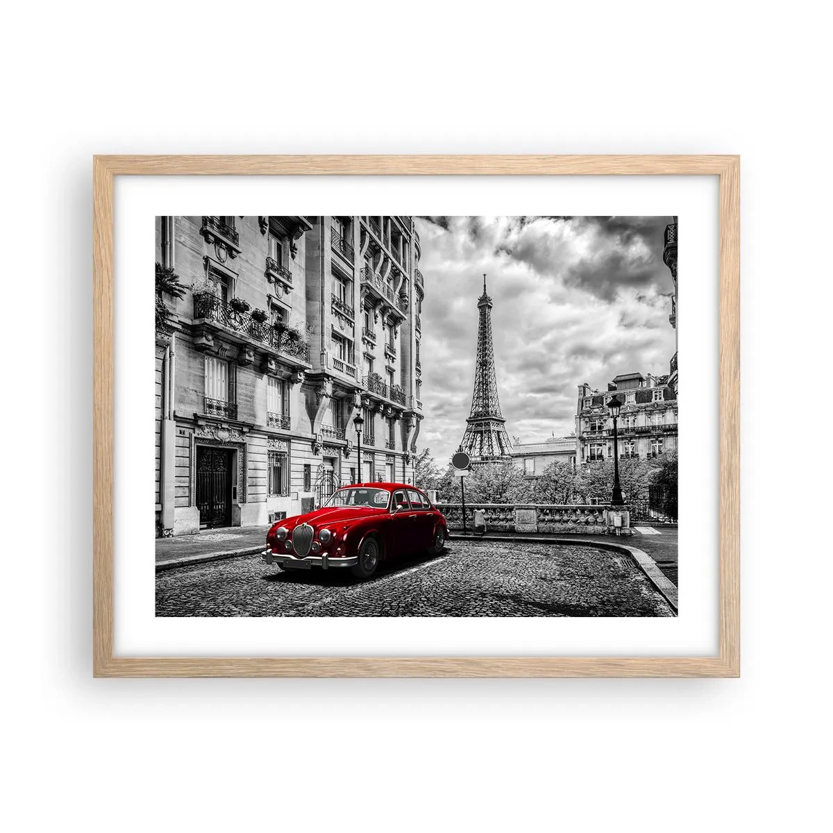 Plakat i ramme af lyst egetræ - Rovdyr i byen - 50x40 cm