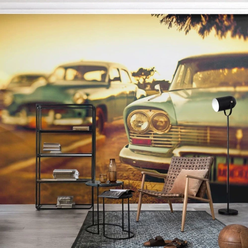 Fototapet Selvklæbende Deluxe Sticker - Vi må vente og se - Bil, Cuba, Automotive - 100x70 cm