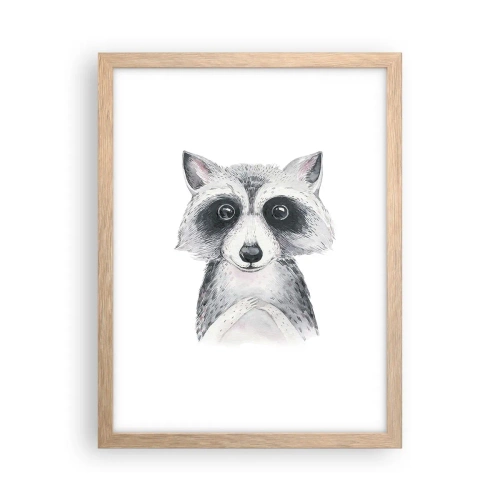 Plakat i ramme af lyst egetræ - Et øjeblik til at trække på skuldrene - 30x40 cm