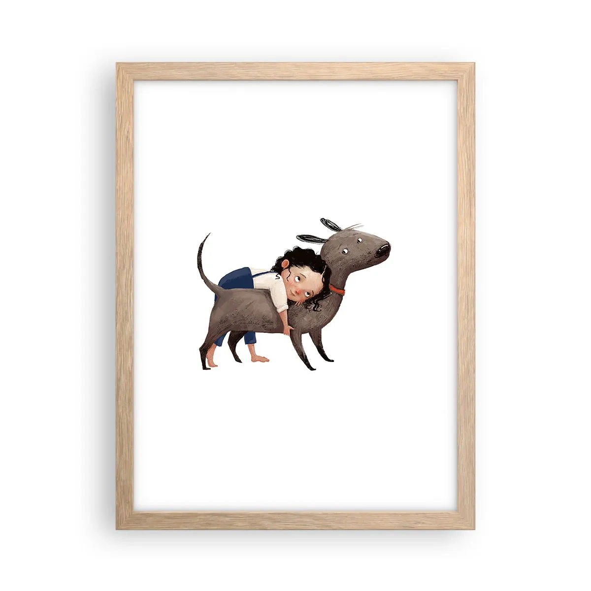 Plakat i ramme af lyst egetræ - Bedste venner - 30x40 cm