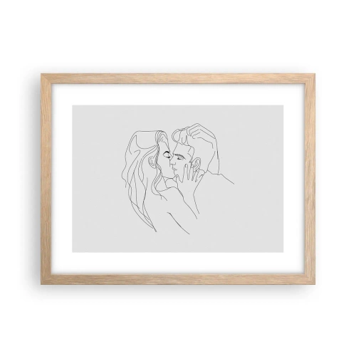 Plakat i ramme af lyst egetræ - I samme linje - 40x30 cm