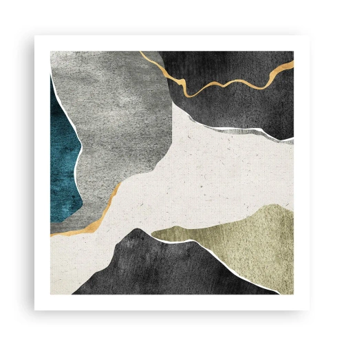 Plakat - Mosaikkomposition med en streng af guld - 60x60 cm