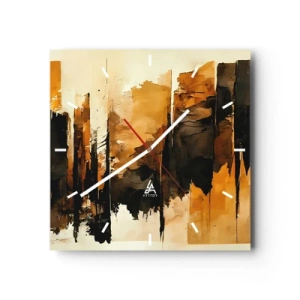 Vægur, Uret - Harmoni af sort og guld - 30x30 cm