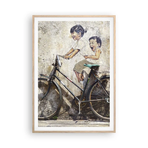 Plakat i ramme af lyst egetræ - Sandt eller falsk? - 70x100 cm