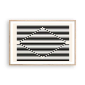 Plakat i ramme af lyst egetræ - Geometrisk illusion - 91x61 cm