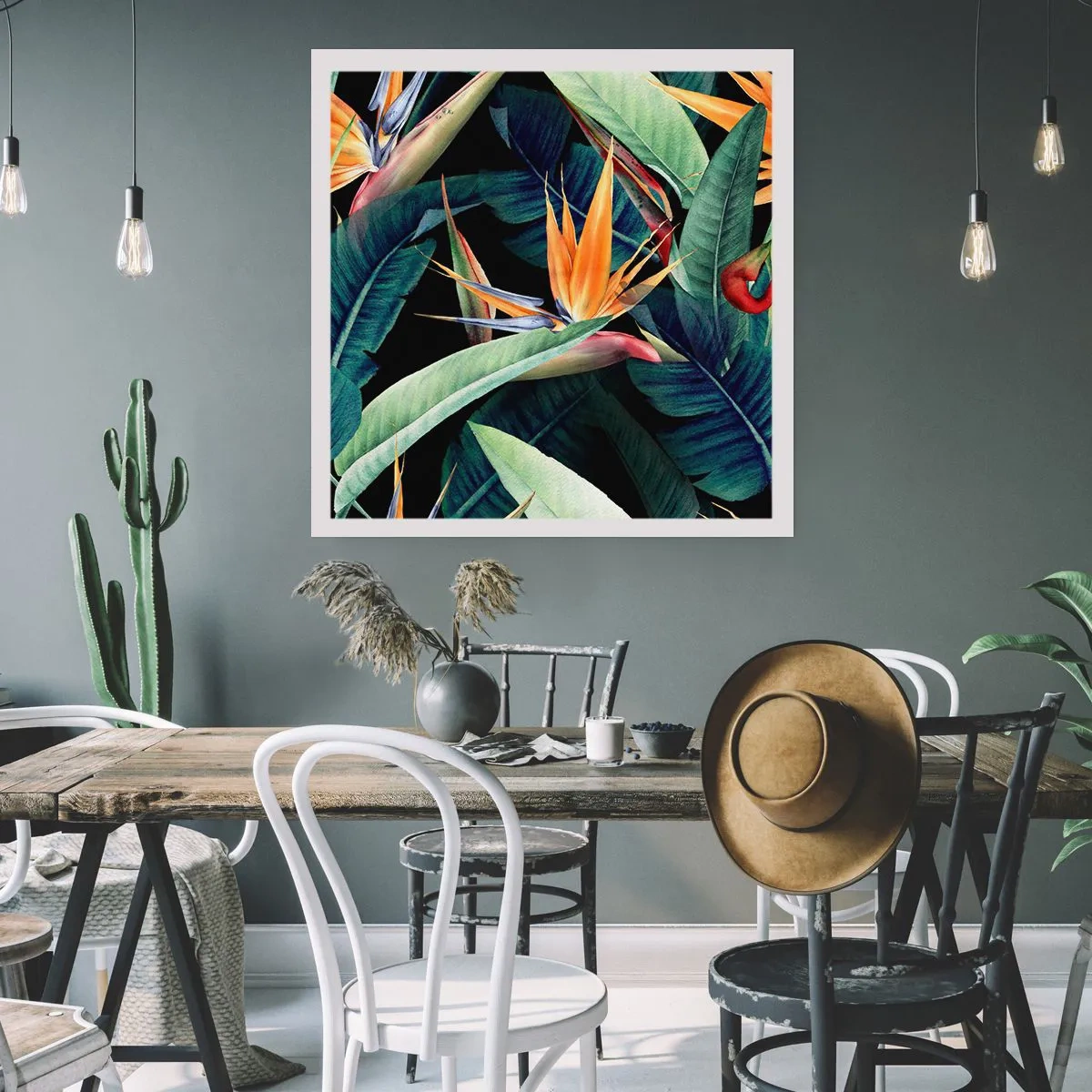 Plakat - Flammeblomster i troperne - 60x60 cm