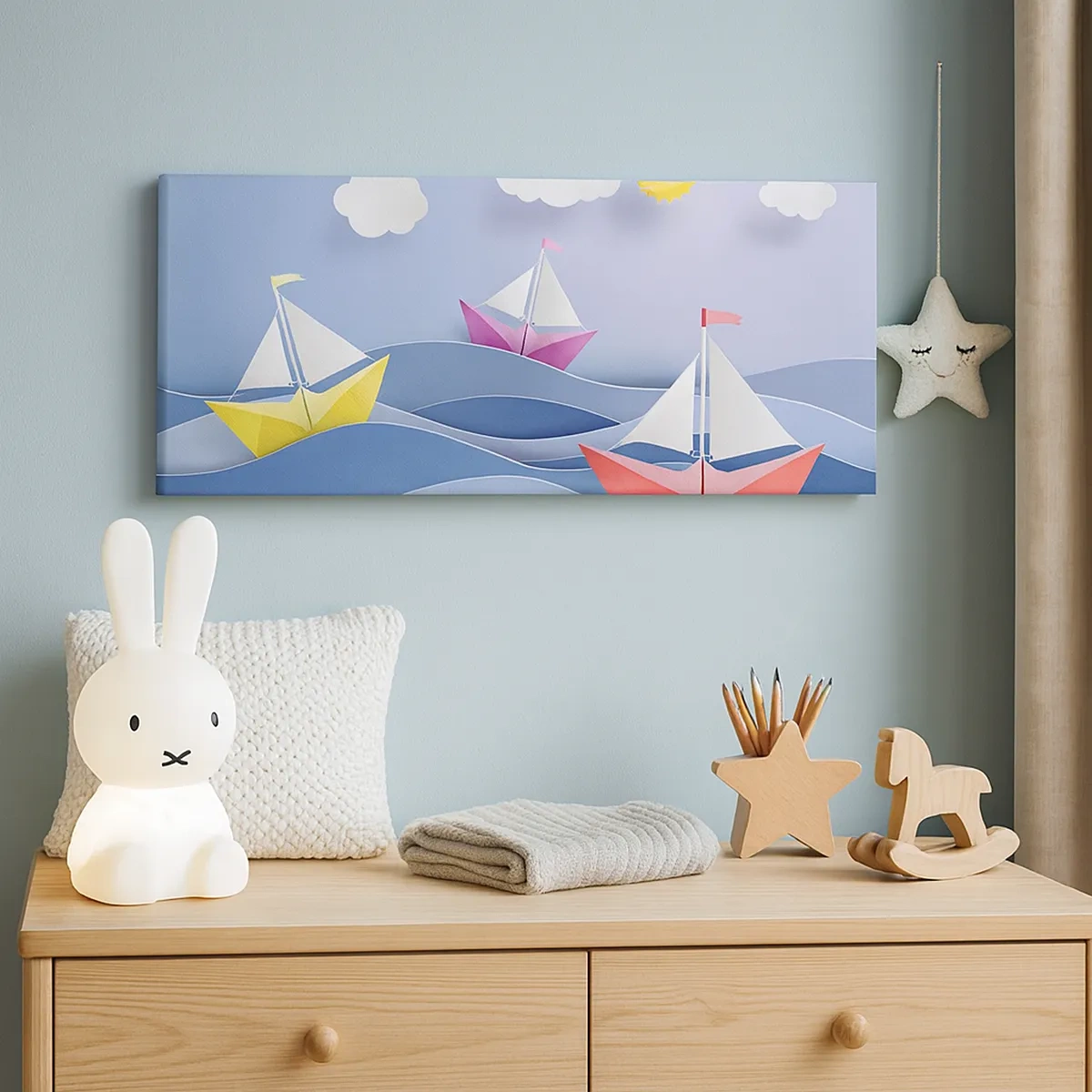 Lærredstryk - Billede på lærred - Ah, hvor dejligt at svinge sig mellem bølgerne - 30x30 cm