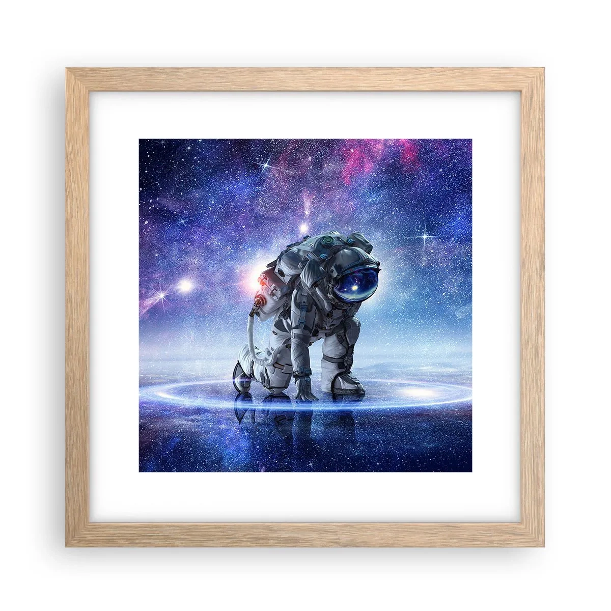 Plakat i ramme af lyst egetræ - Den stjerneklare himmel over mig - 30x30 cm