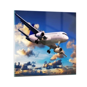 Billede på glas - En rejse i hvidt og blåt - 30x30 cm