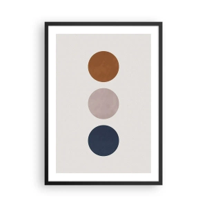 Plakat i sort ramme - Minimalistiske cirkler i varme nuancer på en lys baggrund - 50x70cm - Et symbol på perfektion - Moderne vægdekoration til stue og soveværelse ARTTOR