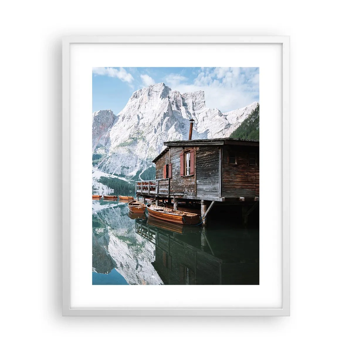 Plakat i hvid ramme - Krystalklar bjergmorgen - 40x50 cm